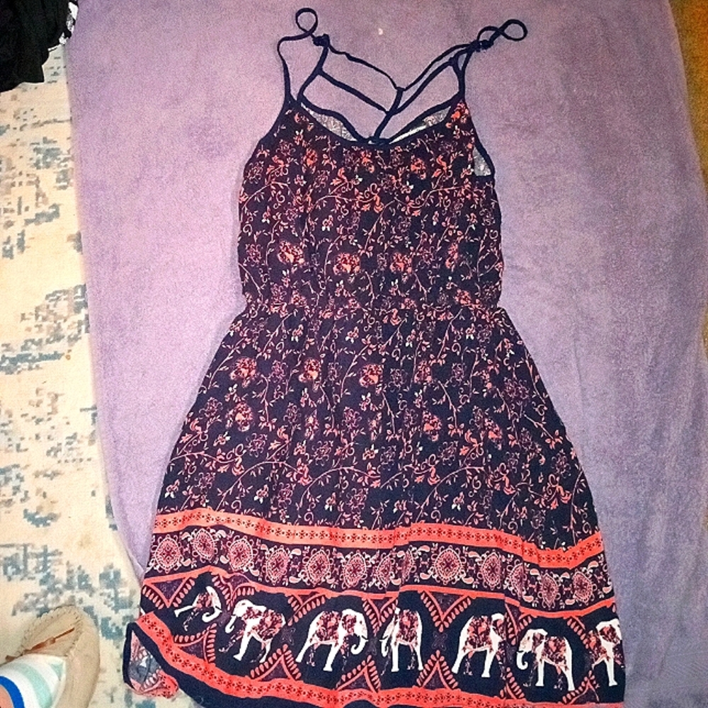 Elephant print pink dress